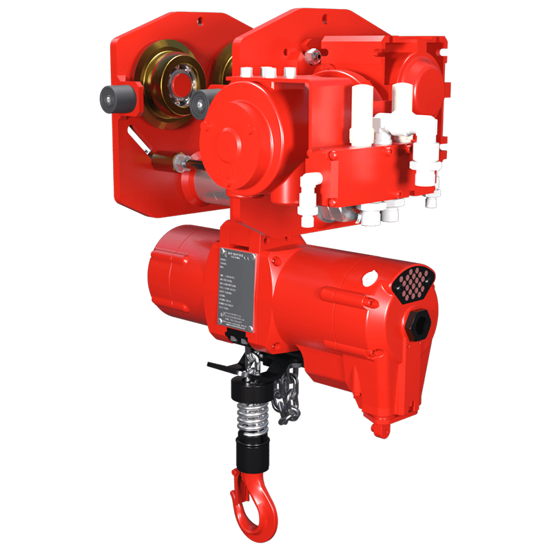 Red Rooster 500 kg trolley suspension air hoist TCS 500 with AT2S trolley for compact lifting and precision load positioning