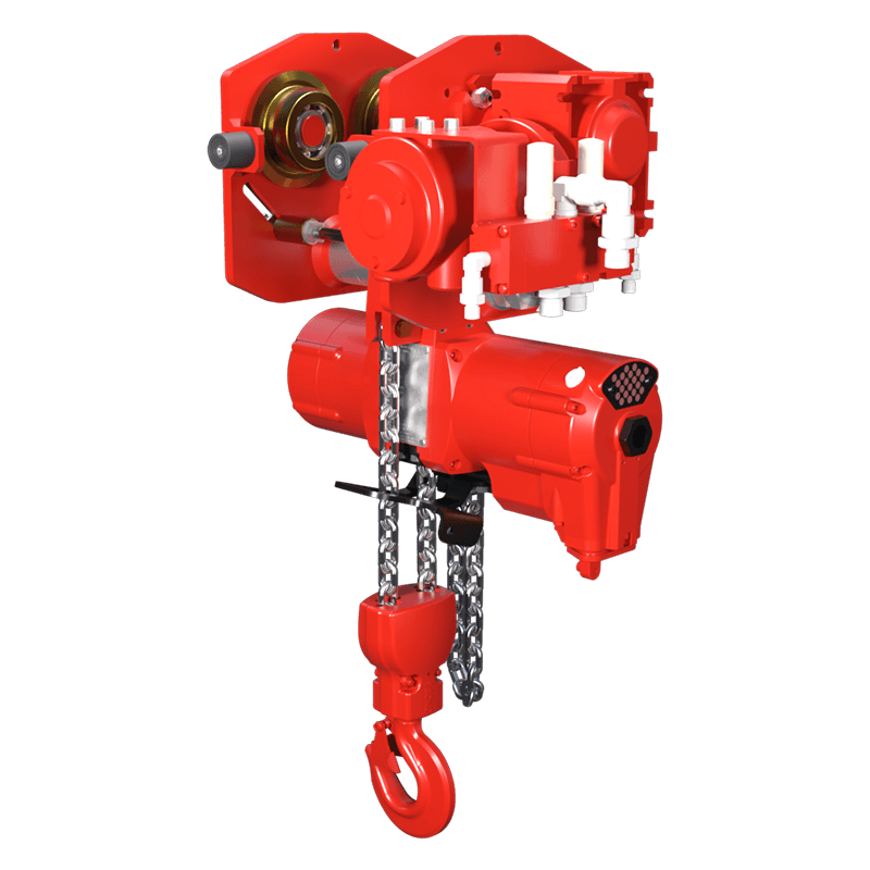 Red Rooster 980 kg trolley suspension air hoist TCS 980 designed for controlled load handling in industrial environments