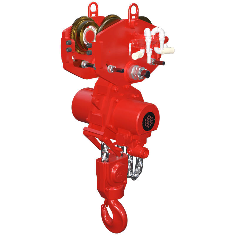 Red Rooster 25 tonne trolley suspension air hoist TMH 25T for large scale lifting and engineering projects