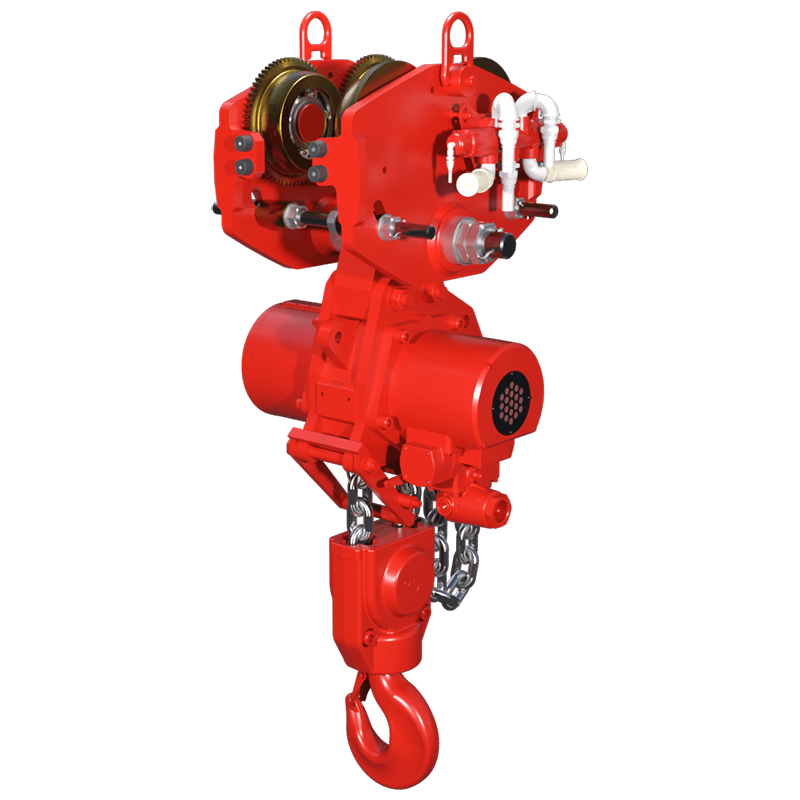 Red Rooster 30 tonne trolley suspension air hoist TMH 30T with AT30S trolley for high load industrial lifting operations