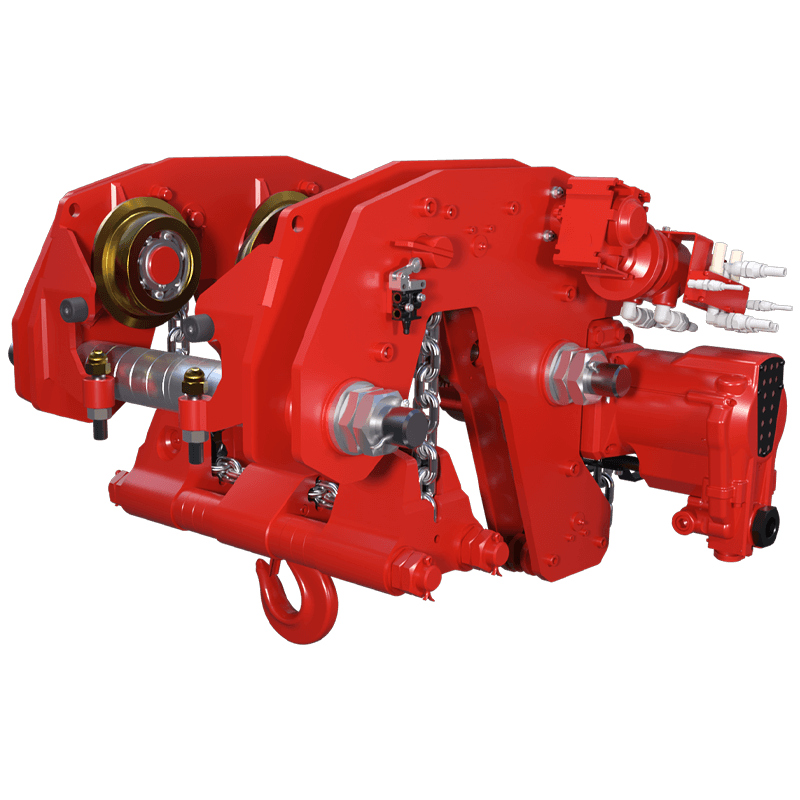 Red Rooster 6 tonne ultra low headroom trolley suspension air hoist TMH 6000 for lifting operations in extremely restricted headroom environments