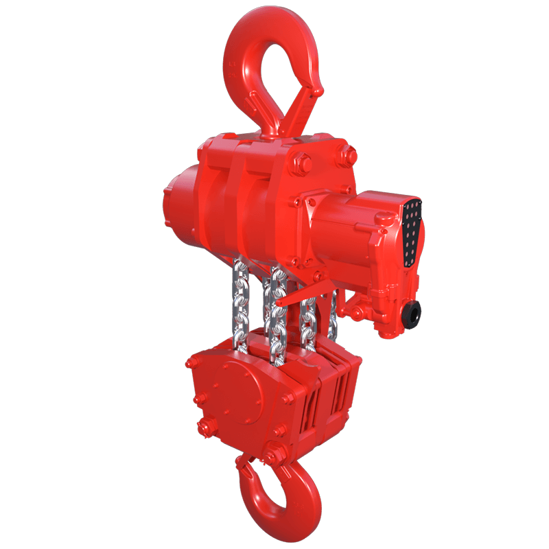 Red Rooster 20 tonne hook suspension air hoist TMH-20T designed for heavy duty industrial lifting