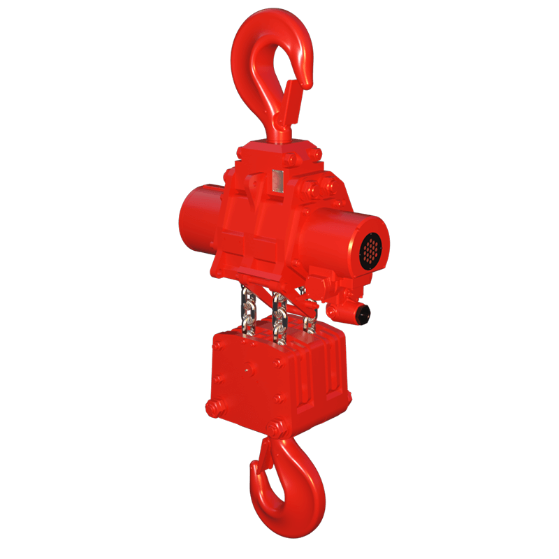 Red Rooster 50 tonne hook suspension air hoist TMH-50T for large infrastructure and offshore lifting tasks