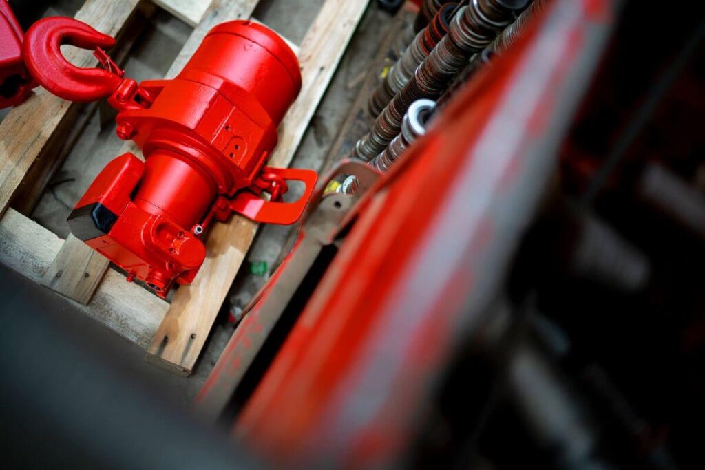 A Red Rooster Lifting Air Hoist available for hire and sale