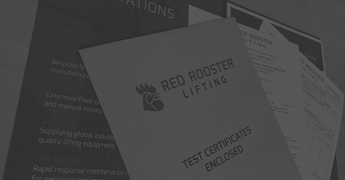 A black and white image of technical documents - Red Rooster Lifting